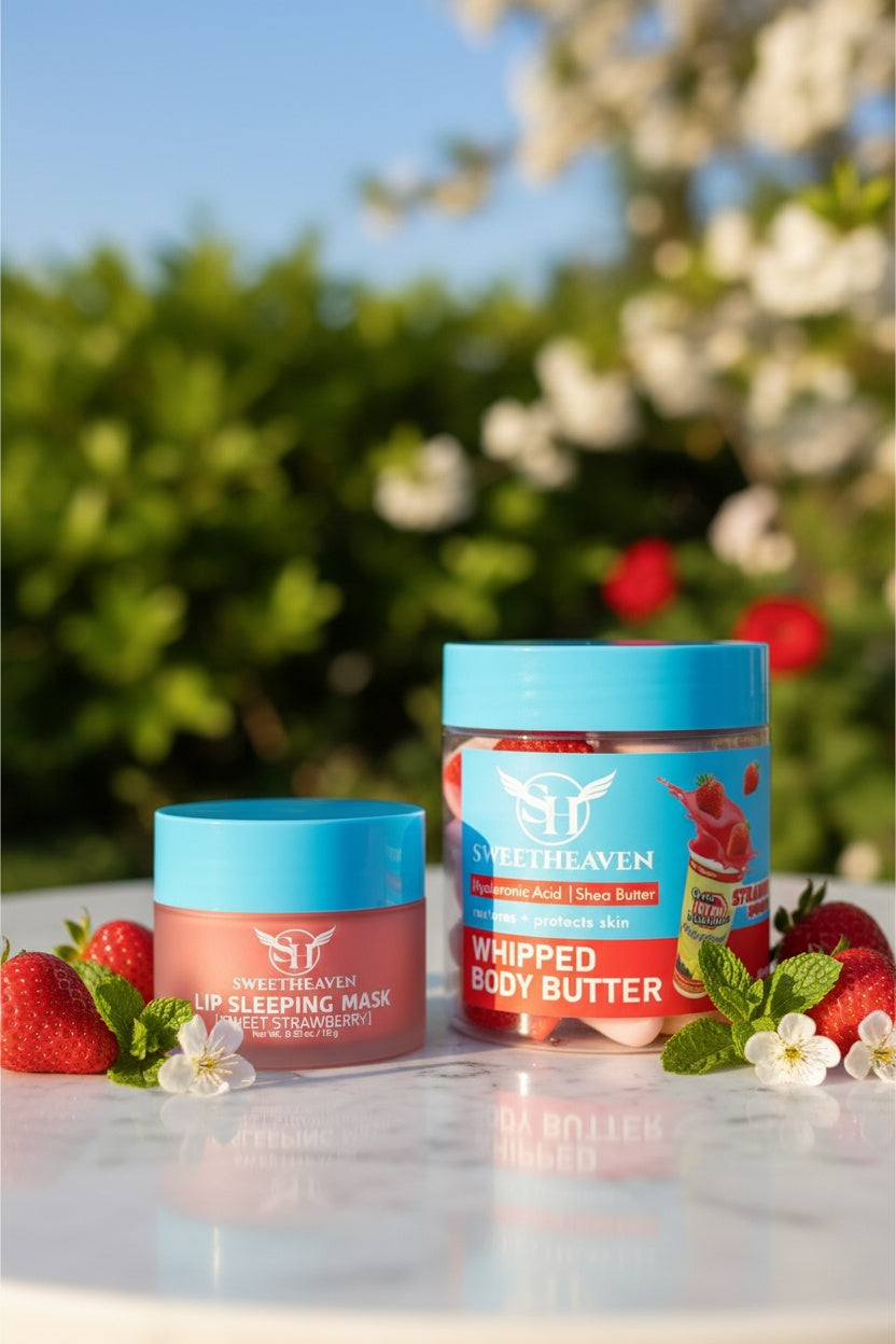 lip sleeping mask sweet strawberry and whipped body butter strawberry set